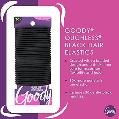 Goody Ouchless Hair Elastics - No Pull, No Breakage, Tangle-Free Hold for Thick, Curly, Coily Textured Hair