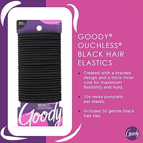 Goody Ouchless Hair Elastics - No Pull, No Breakage, Tangle-Free Hold for Thick, Curly, Coily Textured Hair