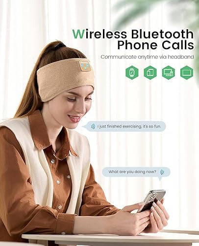 Perytong Bluetooth 5.4 Sleep Headphones Headband – Wireless Music Eye Mask with HD Stereo Speakers for Sleeping, Sports & Travel