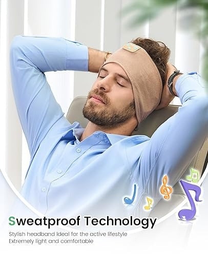 Perytong Bluetooth 5.4 Sleep Headphones Headband – Wireless Music Eye Mask with HD Stereo Speakers for Sleeping, Sports & Travel