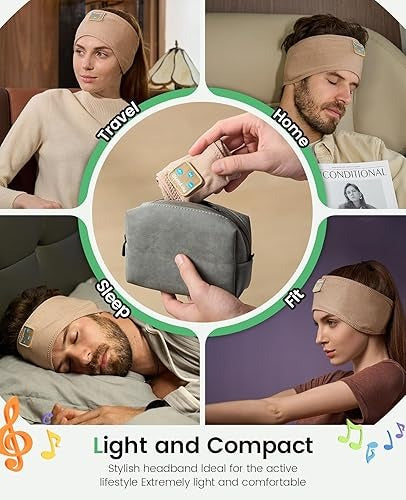 Perytong Bluetooth 5.4 Sleep Headphones Headband – Wireless Music Eye Mask with HD Stereo Speakers for Sleeping, Sports & Travel