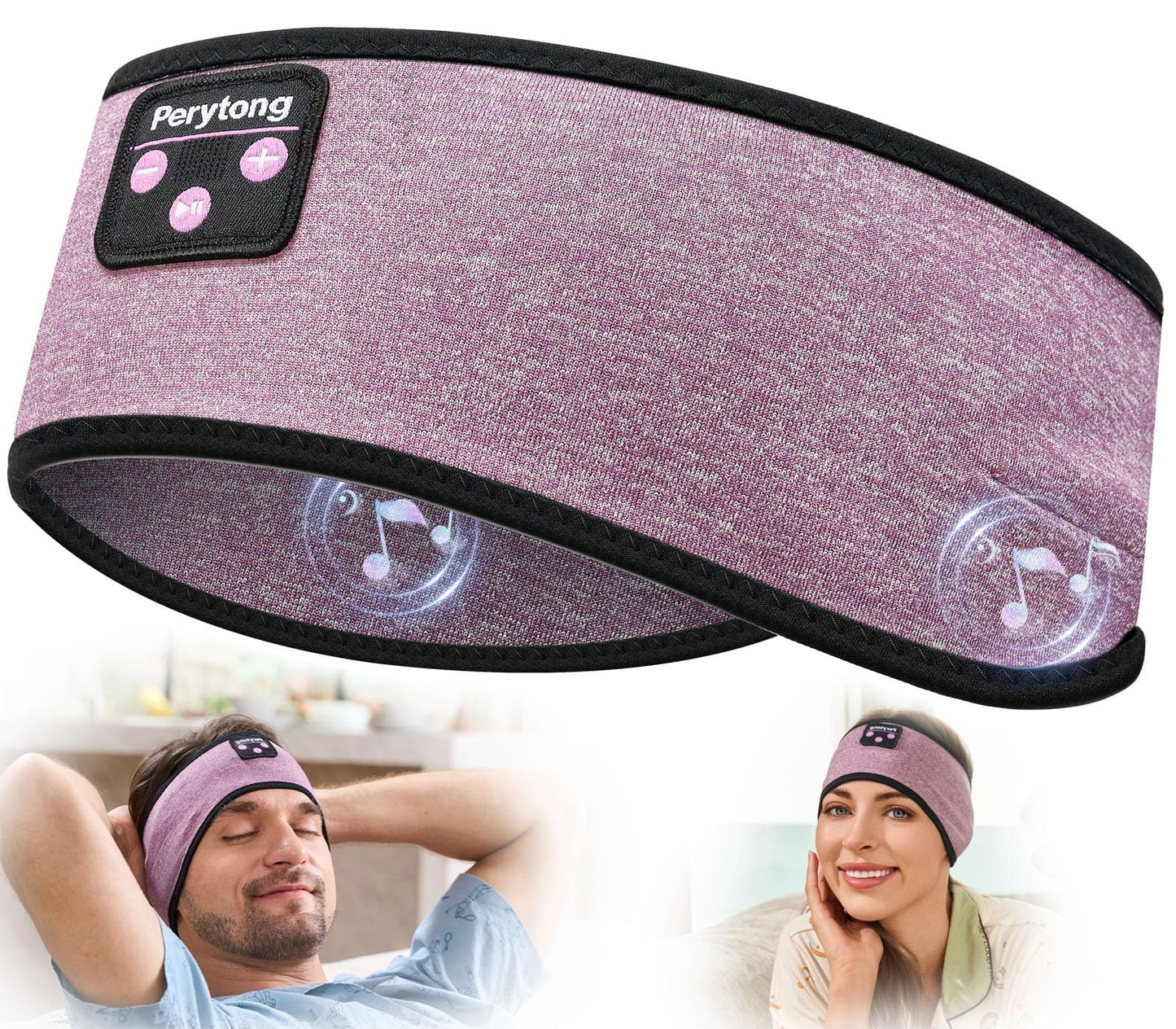Perytong Bluetooth 5.4 Sleep Headphones Headband – Wireless Music Eye Mask with HD Stereo Speakers for Sleeping, Sports & Travel