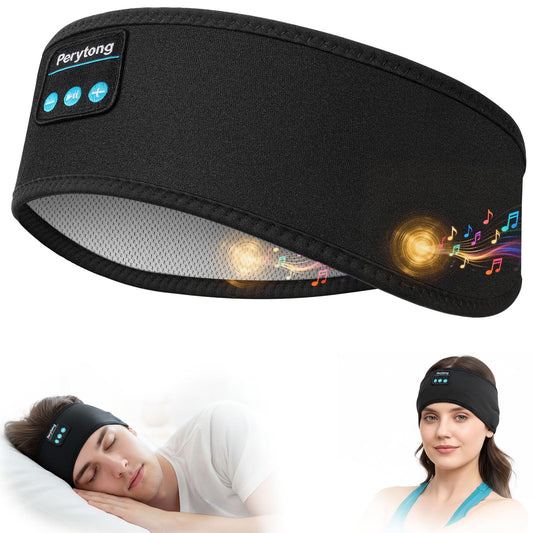 Perytong Bluetooth 5.4 Sleep Headphones Headband – Wireless Music Eye Mask with HD Stereo Speakers for Sleeping, Sports & Travel